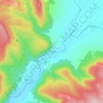 Mapa topográfico Villaluenga, altitude, relevo
