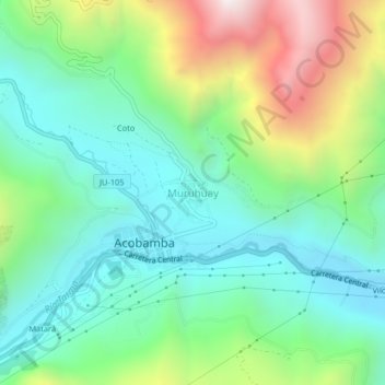 Mapa topográfico Muruhuay, altitude, relevo