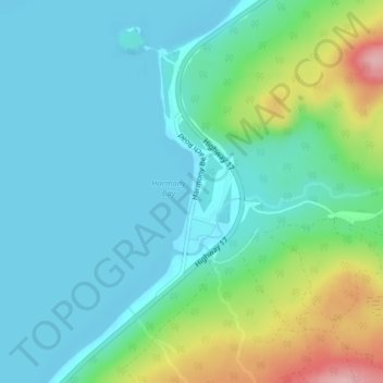 Mapa topográfico Harmony Beach, altitude, relevo