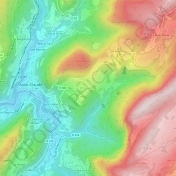 Mapa topográfico Chaumont, altitude, relevo