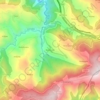 Mapa topográfico Barxamaior, altitude, relevo