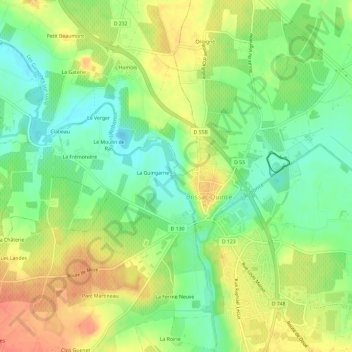 Mapa topográfico Le Moulin Roux, altitude, relevo