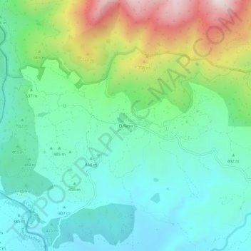 Mapa topográfico El Raso, altitude, relevo