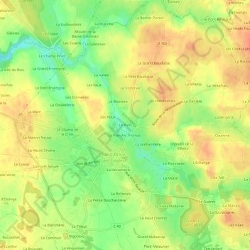 Mapa topográfico Le Pont, altitude, relevo