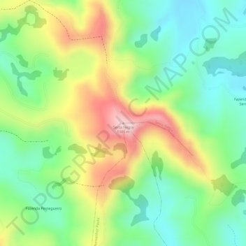 Mapa topográfico Serra Negra, altitude, relevo