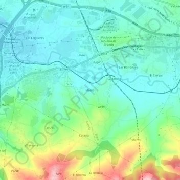 Mapa topográfico Moreo, altitude, relevo