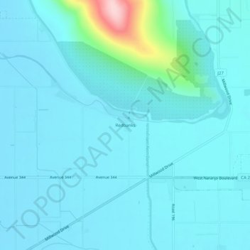 Mapa topográfico Redbanks, altitude, relevo