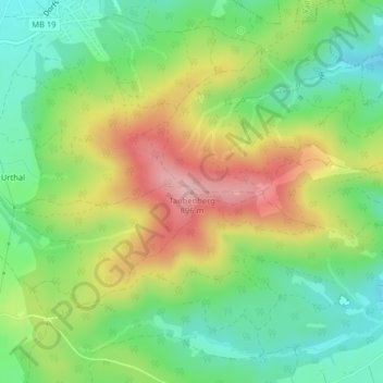 Mapa topográfico Taubenberg, altitude, relevo
