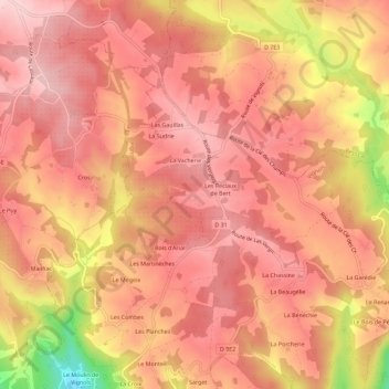Mapa topográfico Le Bert, altitude, relevo