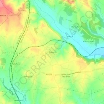 Mapa topográfico Delongo, altitude, relevo