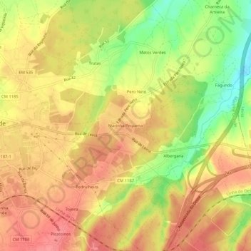 Mapa topográfico Marinha Pequena, altitude, relevo