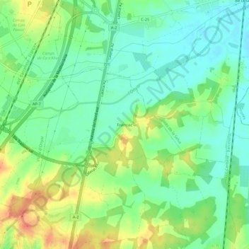 Mapa topográfico Franciac, altitude, relevo