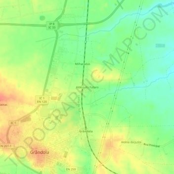 Mapa topográfico Aldeia do Futuro, altitude, relevo