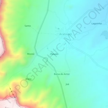 Mapa topográfico Pelado, altitude, relevo