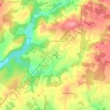 Mapa topográfico Le Breuil, altitude, relevo