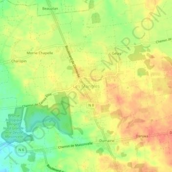 Mapa topográfico Les Mangles, altitude, relevo