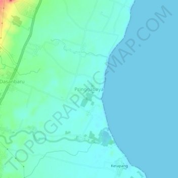 Mapa topográfico Pringgabaya, altitude, relevo