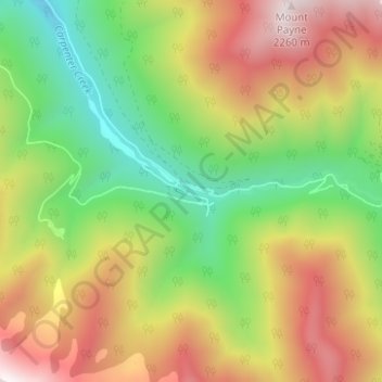 Mapa topográfico Sandon, altitude, relevo