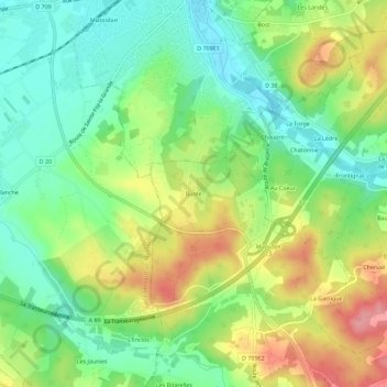 Mapa topográfico Burée, altitude, relevo