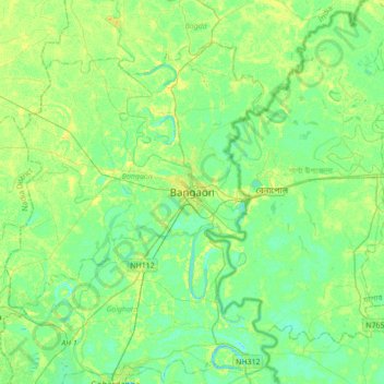 Mapa topográfico Bangaon, altitude, relevo
