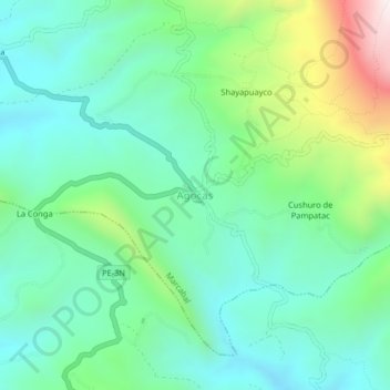 Mapa topográfico Agocas, altitude, relevo