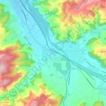 Mapa topográfico Hasle, altitude, relevo