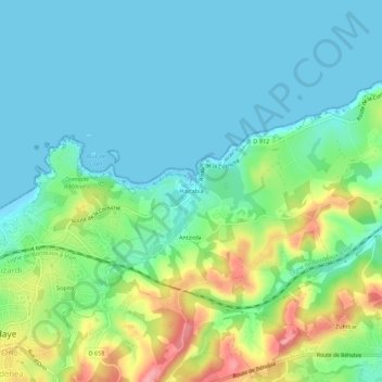 Mapa topográfico Haïcabia, altitude, relevo