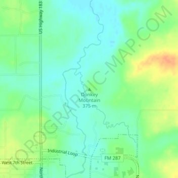 Mapa topográfico Donkey Mountain, altitude, relevo