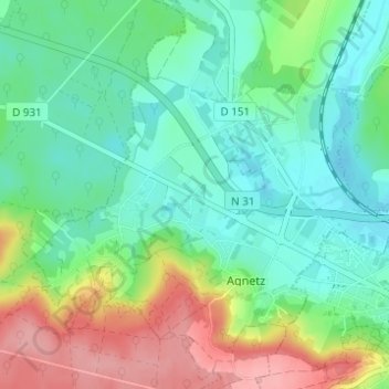 Mapa topográfico Gicourt, altitude, relevo