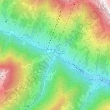 Mapa topográfico Jausern, altitude, relevo