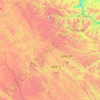 Mapa topográfico Golog Tibetan Autonomous Prefecture, altitude, relevo