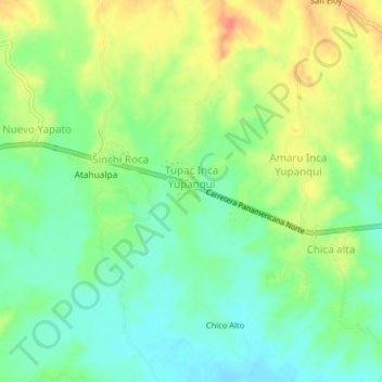 Mapa topográfico Huascar, altitude, relevo