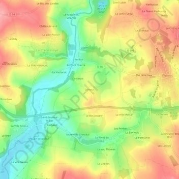 Mapa topográfico Lemeur, altitude, relevo