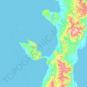 Mapa topográfico Pulau Laut, altitude, relevo