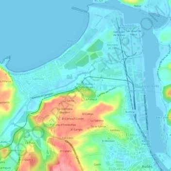 Mapa topográfico La Fundición, altitude, relevo