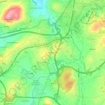 Mapa topográfico Misericórdia, altitude, relevo