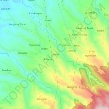 Mapa topográfico Gimbal, altitude, relevo