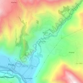 Mapa topográfico Cuyo Chico, altitude, relevo