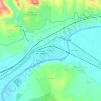 Mapa topográfico Alcolea, altitude, relevo