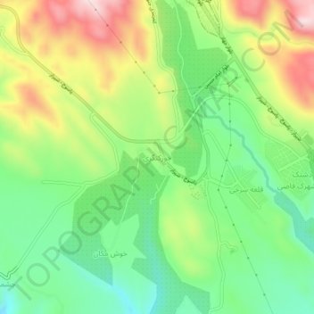 Mapa topográfico Jowz Kangari, altitude, relevo