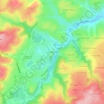 Mapa topográfico Le Puy Bernard, altitude, relevo