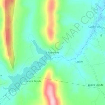 Mapa topográfico Cachoerinha, altitude, relevo