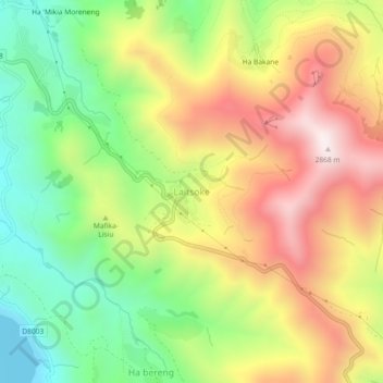 Mapa topográfico Laitsoke, altitude, relevo