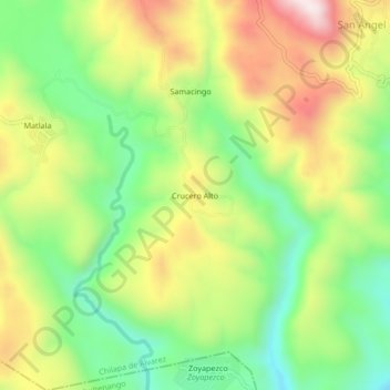 Mapa topográfico Crucero Alto, altitude, relevo