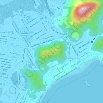 Mapa topográfico Morro do Botelho, altitude, relevo