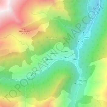 Mapa topográfico Rémous, altitude, relevo