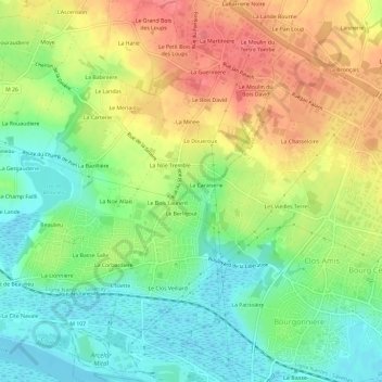 Mapa topográfico La Brulerie, altitude, relevo