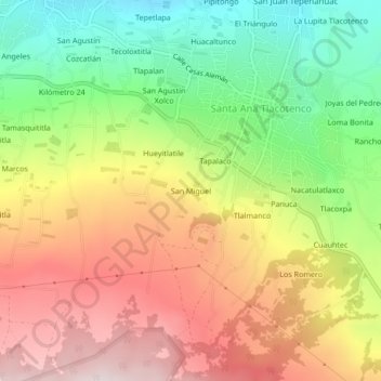 Mapa topográfico San Miguel, altitude, relevo