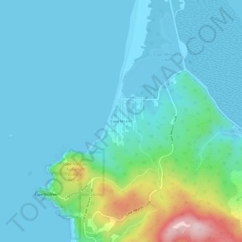 Mapa topográfico Cape Meares, altitude, relevo
