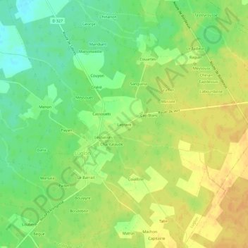 Mapa topográfico Lagrave, altitude, relevo